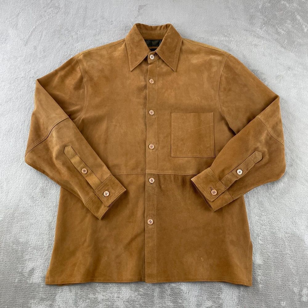 BRIONI Leather Suede Shirt Style Jacket Men 50 EU 40 US Medium Brown Italy $7188